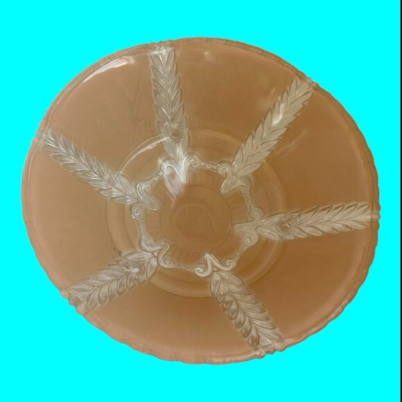 Vintage Pink Peach Ceiling Light Fixture Cover Frosted Ruffled Shade 10-1/4” - Picture 6 of 8